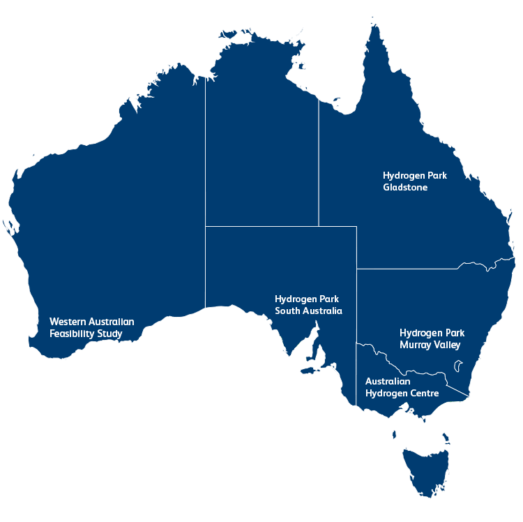 Map of Australia showing project locations